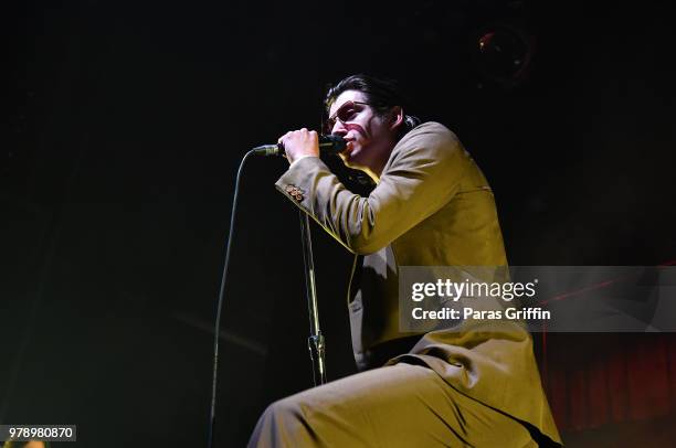 Alex Turner of Arctic Monkeys performs at Coca-Cola Roxy on June 19, 2018 in Atlanta, Georgia.