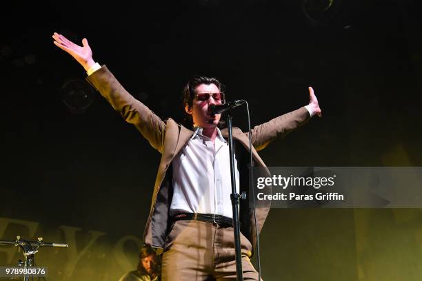Alex Turner of Arctic Monkeys performs at Coca-Cola Roxy on June 19, 2018 in Atlanta, Georgia.
