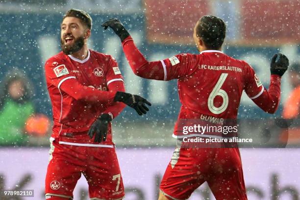 March 2018, Germany, Kaiserslautern: German 2nd division Bundesliga soccer match between 1. FC Kaiserslautern and 1. FC Union Berlin, Fritz Walter...