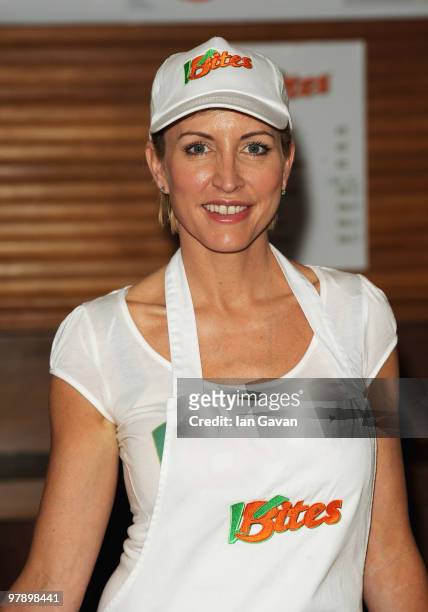 Charity campaigner Heather Mills demonstrates her vegetarian cookery during the Brighton Eco Veggie Fayre at The Hove Centre on March 20, 2010 in...