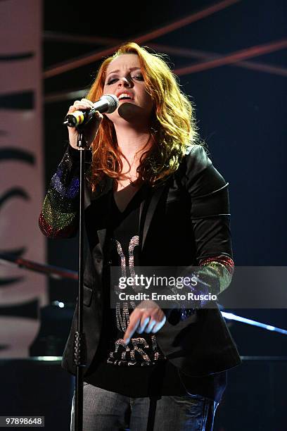 Italian singer Noemi attends the 'Barbareschi Sciok' Italian TV Show at La7 Studios on March 19, 2010 in Rome, Italy.