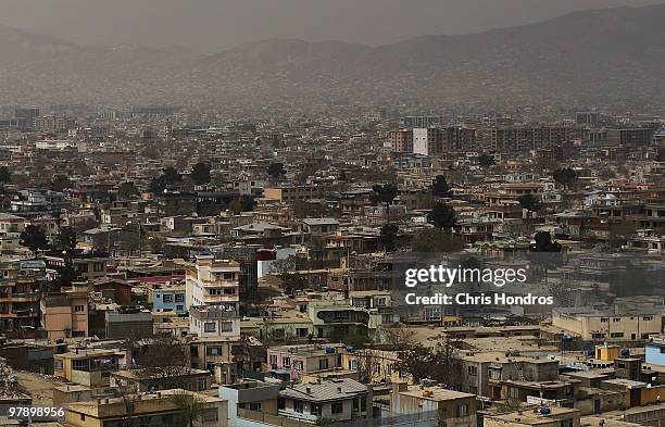 Houses stand for miles in the cityscape of Kabul from the summit of the Bala Hissar, an ancient fortress overlooking Kabul March 20, 2010 in Kabul,...