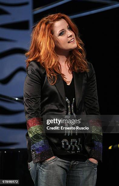 Italian singer Noemi attends the 'Barbareschi Sciok' Italian TV Show at La7 Studios on March 19, 2010 in Rome, Italy.