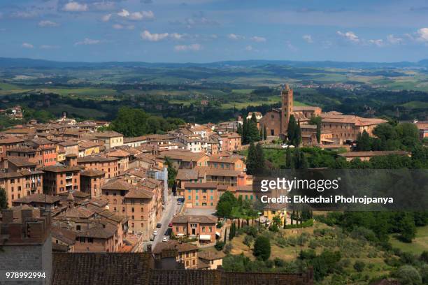 view of siena, tuscany, italy - asciano stock-fotos und bilder