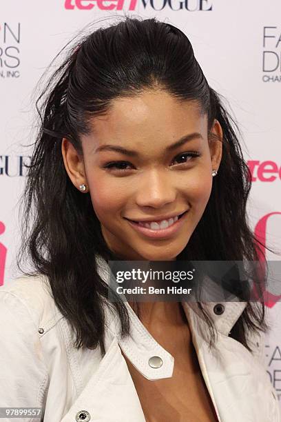 Model Chanel Iman attends Teen Vogue & L.e.i. Nationwide search for the next "Model Citizen" at the TEEN VOGUE Haute Spot Store in The Westchester...