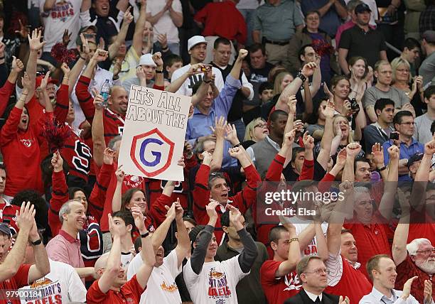 The Saint Mary's Gaels fans celebrate the win over the Villanova Wildcats during the second round of the 2010 NCAA men's basketball tournament on...