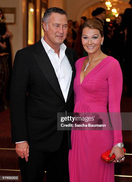 Franziska van Almsick and husband Juergen B. Harder attend the Gala Spa Awards at Brenner's Park Hotel on March 20, 2010 in Baden Baden, Germany.