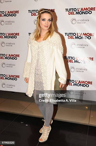 Actress Carolina Crescentini attends the Rome premiere of "Tutto l' amore del mondo" on March 19, 2010 in Rome, Italy.