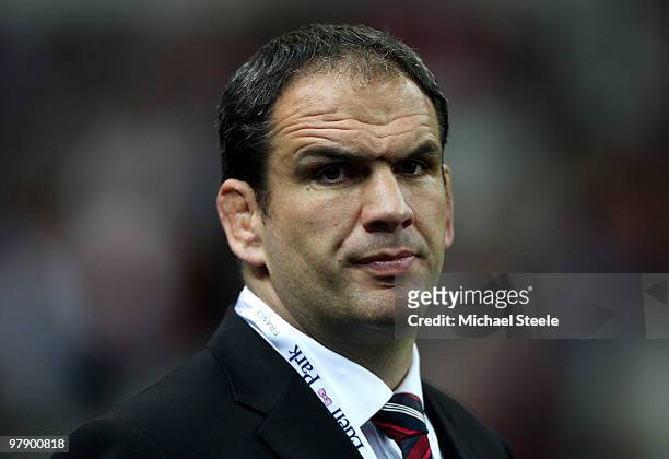 Martin Johnson, Head Coach of England looks on ahead of the RBS Six Nations Championship match between France and England at the Stade de France on...