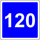 Road sign with suggested speed of 120 km/h