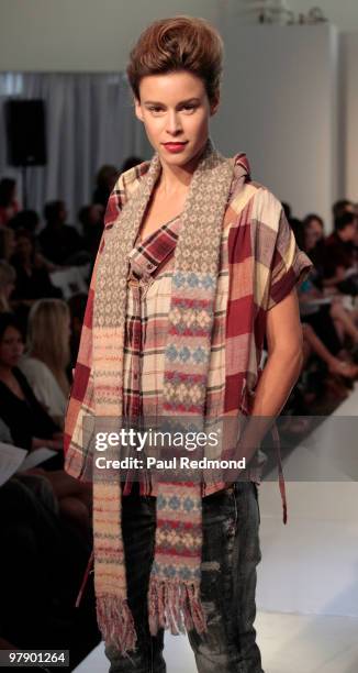 Model wears Thursday Island at Directives West Fashion Show at Cooper Design Space on March 19, 2010 in Los Angeles, California.