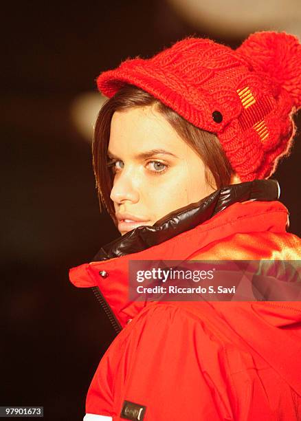 Model walks the runway at Aspen Fashion Week 2010 Day 6 on March 19, 2010 in Aspen, Colorado.