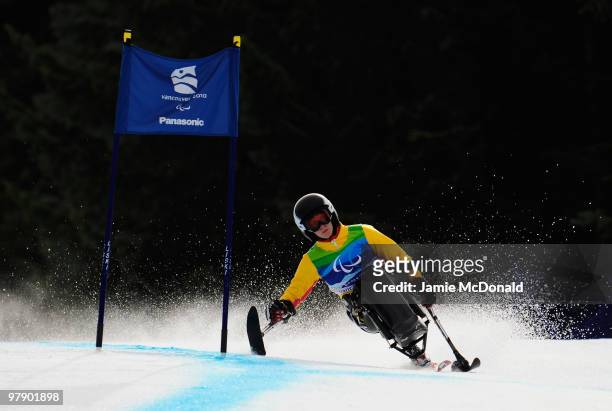 Anna Schaffelhuber of Germany competes in the Women's Sitting Combined Super-G during Day 9 of the 2010 Vancouver Winter Paralympics at Whistler...