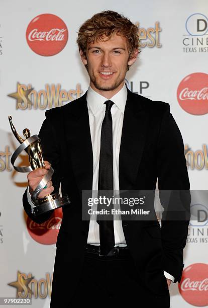 Actor Alex Pettyfer, recipient of the Male Star of Tomorrow Award, arrives at the ShoWest awards ceremony at the Paris Las Vegas during ShoWest, the...