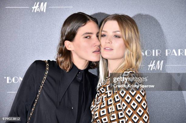 Tamy Glauser and Dominique Rinderknecht attend the H&M Flagship Opening Party as part of Paris Fashion Week on June 19, 2018 in Paris, France.