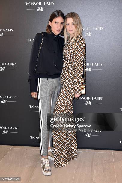 Tamy Glauser and Dominique Rinderknecht attend the H&M Flagship Opening Party as part of Paris Fashion Week on June 19, 2018 in Paris, France.