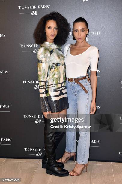Noemie Lenoir and Ines Rau attend the H&M Flagship Opening Party as part of Paris Fashion Week on June 19, 2018 in Paris, France.