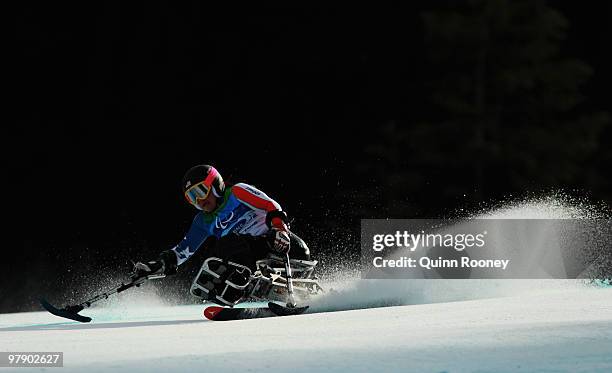 Alan Nichols of USA competes in the Women's Sitting Combined Super-G during Day 9 of the 2010 Vancouver Winter Paralympics at Whistler Creekside on...