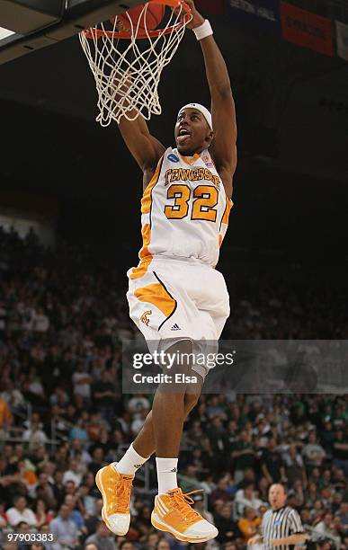 Scotty Hopson of the Tennessee Volunteers dunks the ball in the second half against the Ohio Bobcats during the second round of the 2010 NCAA men's...