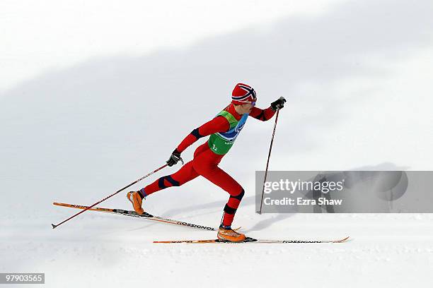 Vegard Dahle of Norway competes in the Men's Relay 1x4km + 2x5km race during Day 9 of the 2010 Vancouver Winter Paralympics at Whistler Paralympic...