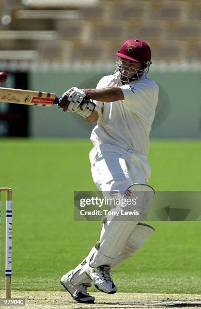 Queenslander Jimmy Maher on 47 edges a ball from Mark Harrity to be caught behind in the Pura Cup match between the South Australian Redbacks and the...