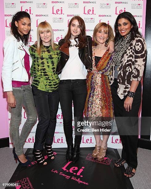 Model Chanel Iman, Teen Vogue editor Amy Astley, model Ali Michael, Teen Vogue publisher Laura McEwen and fashion designer Rachel Roy attend Teen...