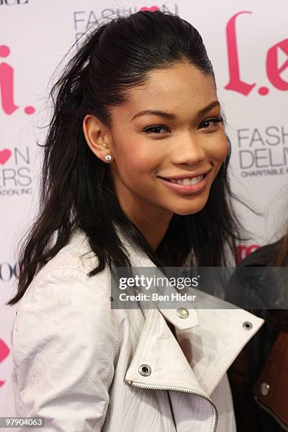 Model Chanel Iman attends Teen Vogue & L.e.i. Nationwide search for the next "Model Citizen" at the TEEN VOGUE Haute Spot Store in The Westchester...