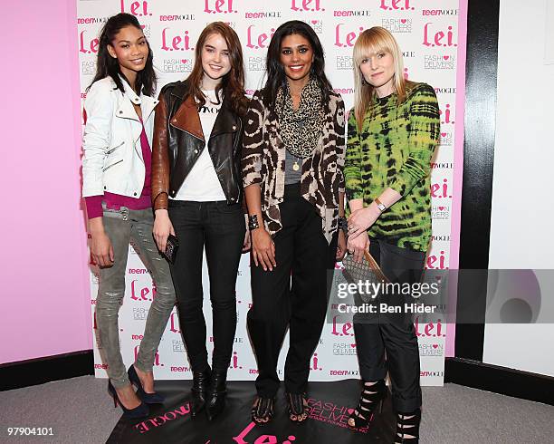 Model Chanel Iman, Ali Michael, Designer Rachel Roy and Teen Vogue publisher Laura McEwen attend Teen Vogue & L.e.i. Nationwide search for the next...