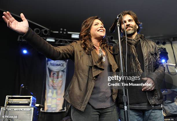 Rachael Ray and John Cusimano perform stage introductions for the Rachael Ray Party at Stubbs Bar-B-Q as part of SXSW 2010 on March 20, 2010 in...
