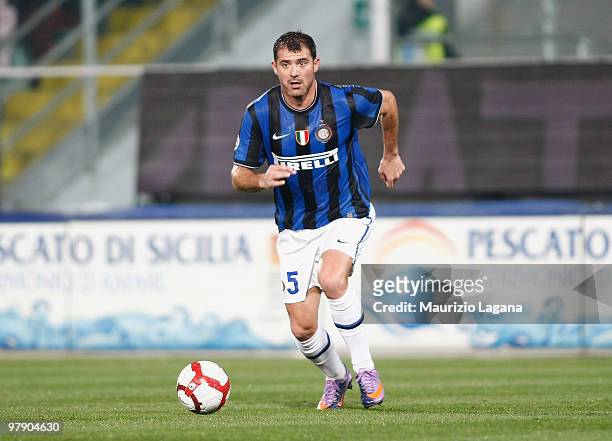 Dejan Stankovic of FC Internazionale Milano is sbhown in action during the Serie A match between US Citta di Palermo and FC Internazionale Milano at...