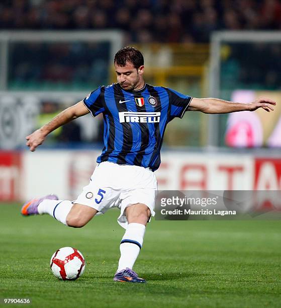 Dejan Stankovic of FC Internazionale Milano is shown in action during the Serie A match between US Citta di Palermo and FC Internazionale Milano at...