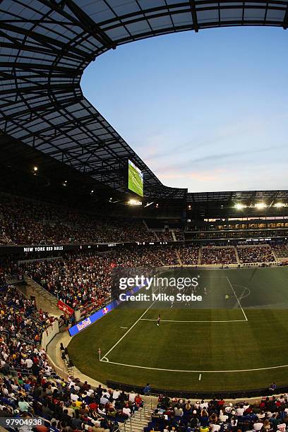 General view as the New York Red Bulls play the Santos FC on March 20, 2010 at Red Bull Arena in Harrison, New Jersey.