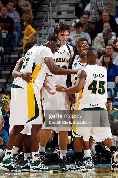 Members of the Baylor Bears react late in the game against Old Dominion University Monarchs during the second round of the 2010 NCAA men's basketball...