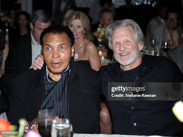 Muhammad Ali and musician/actor Kris Kristofferson attend the Celebrity Fight Night XVI Founder's Dinner held at JW Marriott Desert Ridge Resort on...