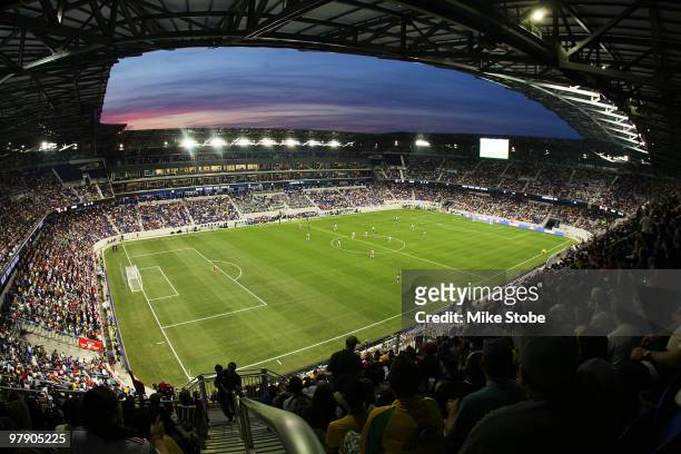 General view of the field as the New York Red Bulls play the Santos FC on March 20, 2010 at Red Bull Arena in Harrison, New Jersey.