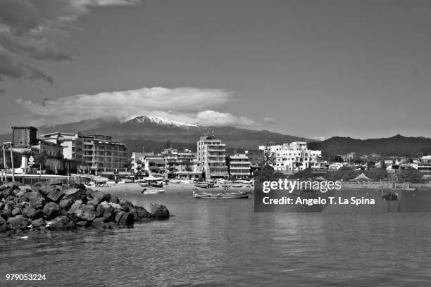 partial view of giardini-naxos - giardini stock pictures, royalty-free photos & images