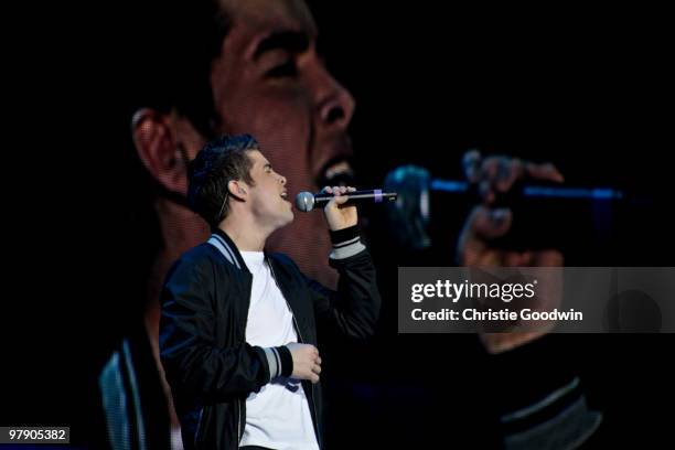 Joe McElderry performs during X Factor Live at O2 Arena on March 20, 2010 in London, England.
