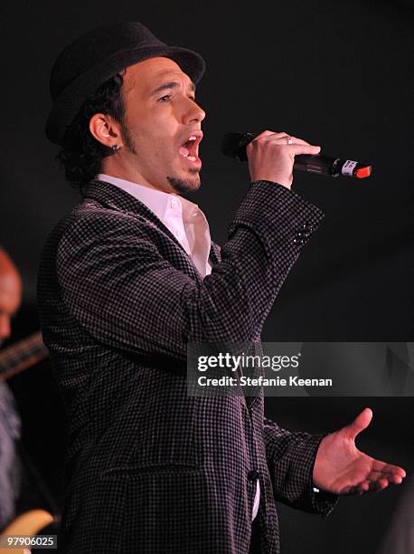 Singer Victor Micallef of The Canadian Tenors performs during the Celebrity Fight Night XVI Founder's Dinner held at JW Marriott Desert Ridge Resort...