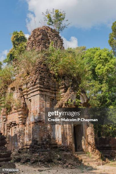 prasat damrei krap temple (krabei krab temple), 7th century remains, phnom kulen, cambodia - cambodia malcolm p chapman or malcolm chapman stock-fotos und bilder