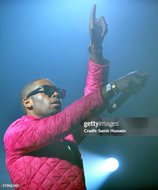 Tinie Tempah performs at the Wembley Arena on March 20, 2010 in London, England.