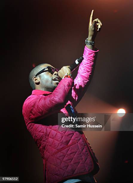 Tinie Tempah performs at the Wembley Arena on March 20, 2010 in London, England.