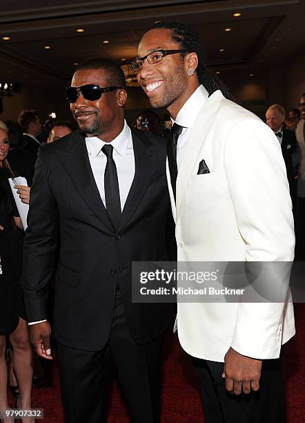 Actor Chris Tucker and NFL player Larry Fitzgerald attends the Celebrity Fight Night XVI Founder's Dinner held at JW Marriott Desert Ridge Resort on...