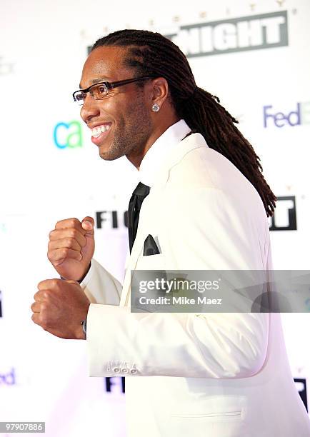 Player Larry Fitzgerald attends the Celebrity Fight Night XVI Founder's Dinner held at JW Marriott Desert Ridge Resort on March 19, 2010 in Phoenix,...