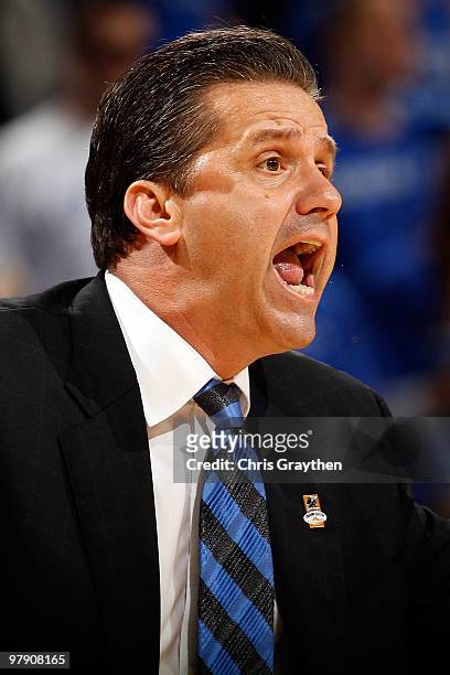Head coach John Calipari of the Wake Forest Demon Deacons during the game against the Kentucky Wildcats during the second round of the 2010 NCAA...