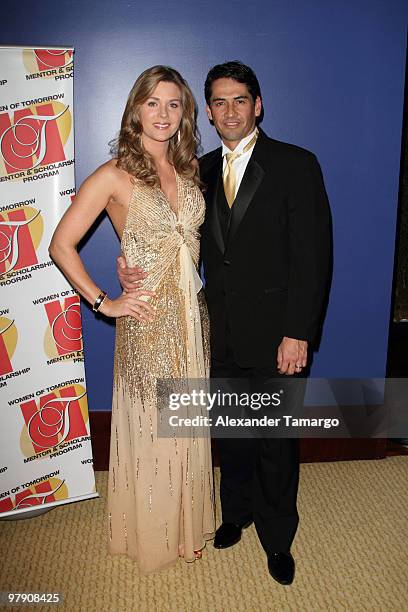 Sonya Smith and Gabriel Porras attend Telemundo's annual gala for the Women of Tomorrow Mentor & Scholarship Program at Mandarin Oriental on March...