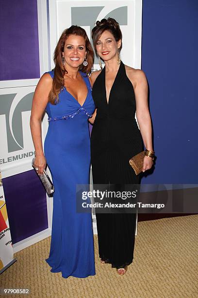 Maria Celeste Arraras and Carmen Dominicci attend Telemundo's annual gala for the Women of Tomorrow Mentor & Scholarship Program at Mandarin Oriental...