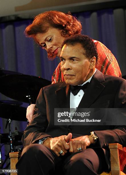 Muhammad Ali and Lonnie Ali onstage Celebrity Fight Night XVI on March 20, 2010 at the JW Marriott Desert Ridge in Phoenix, Arizona.