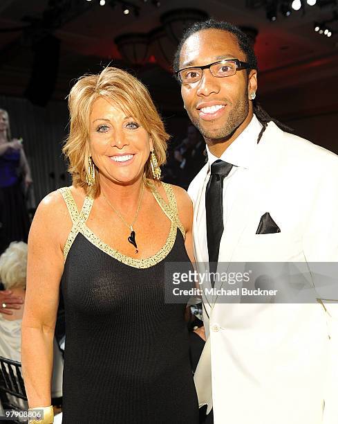 Former basketball player Nancy Lieberman and NFL player Larry Fitzgerald attend Celebrity Fight Night XVI on March 20, 2010 at the JW Marriott Desert...
