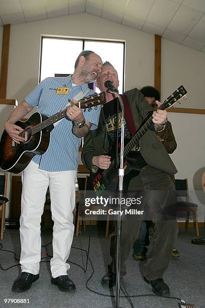Musician/vocalists Wayne Kramer and Billy Bragg perform in concert during the South By Southwest Music Festival at the Travis County Correctional...