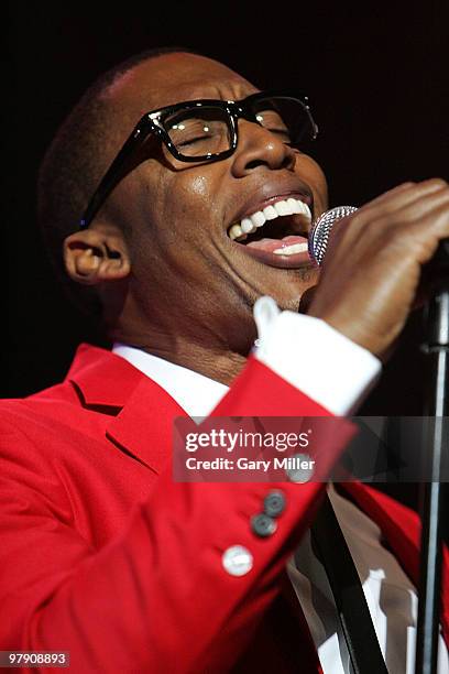 Vocalist Raphael Saadiq performs in concert at the Austin Music Hall during the South By Southwest Music Festival on March 19, 2010 in Austin, Texas.